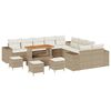 vidaXL Gar&eth;s&oacute;fa sett me&eth; p&uacute;&eth;i 14 pcs Drapplita&eth;ur p&oacute;l&yacute;rattan