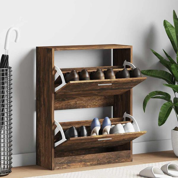 vidaXL Sk&oacute;sk&aacute;pur Reykt&oacute;na Eikarlitur 63x24x81 cm Samsettur Vi&eth;ur