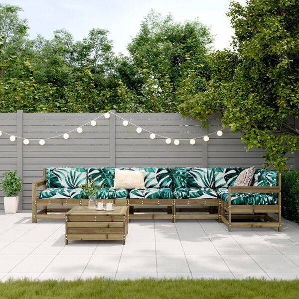 vidaXL 7 Parta Gar&eth;s&oacute;fasett Gegndreypt Fura