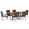 vidaXL 7 Parta Gar&eth;bor&eth;stofusett P&oacute;l&yacute;rattan Br&uacute;nt