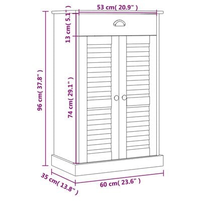 vidaXL Skóskápur VIGO 60x35x96 cm Gegnheil Fura