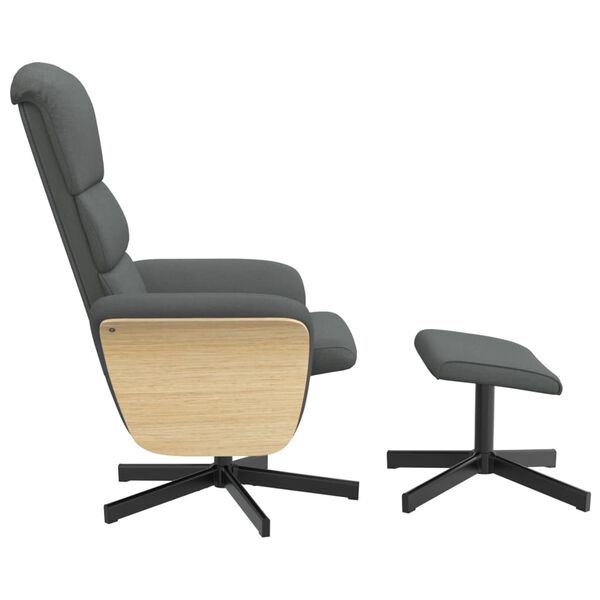 vidaXL Hægindastóll með Fótaskemli Dökkgrár Tauáklæði