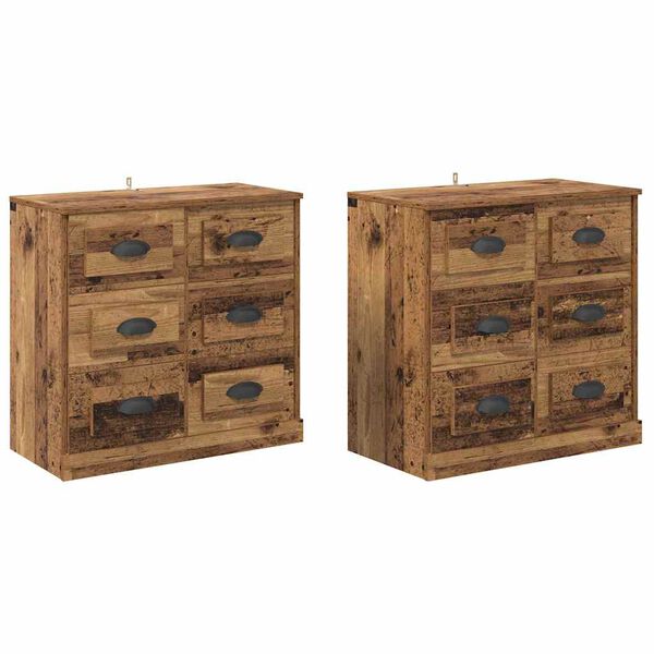 vidaXL Hli&eth;arbor&eth; me&eth; sk&uacute;ffu 2 pcs Gamall vi&eth;ur 70 x 35,5 x 67,5 cm