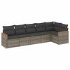 vidaXL 6 -Hluta Gar&eth;s&oacute;fasett me&eth; Sessum Gr&aacute;tt P&oacute;l&yacute;rattan
