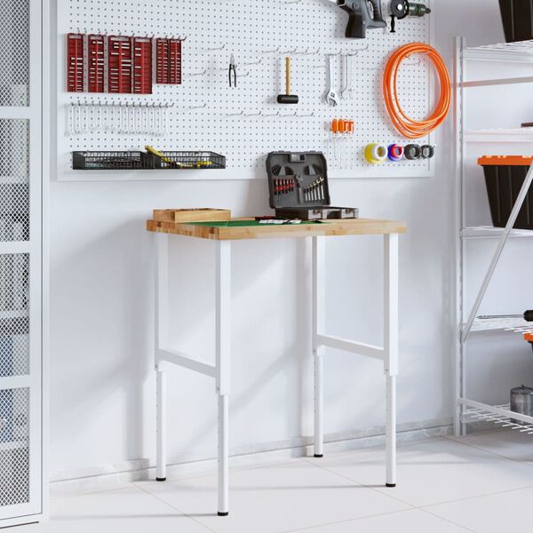 vidaXL Vinnubekkur 80x60x(73-99,5) cm Rétthyrningslaga Gegnheil Akasía