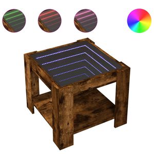 vidaXL Sófaborð með LED Reyklituð Eik 53x53x45 cm Samsettur Viður