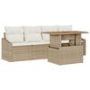 vidaXL Gar&eth;s&oacute;fa sett me&eth; p&uacute;&eth;i 5 pcs Drapplita&eth;ur Poly rattan