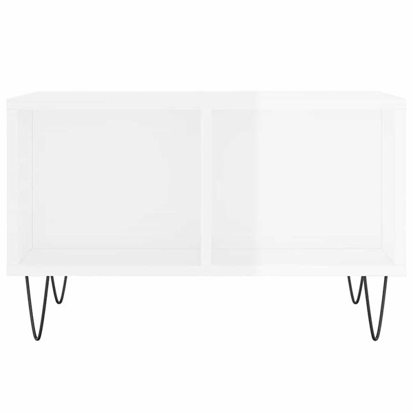 vidaXL S&oacute;fabor&eth; H&aacute;glans Hv&iacute;tt 60x50x36,5 cm Samsettur Vi&eth;ur