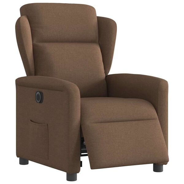 vidaXL Electric Recliner stóll Brúnt efni