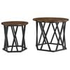 vidaXL Hli&eth;arbor&eth; 2 pcs Rau&eth;-eik Vinnslutr&eacute; og st&aacute;li
