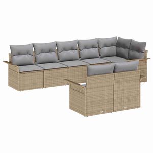 vidaXL Gar&eth;s&oacute;fa sett me&eth; p&uacute;&eth;i 8 pcs Drapplita&eth;ur p&oacute;l&yacute;rattan