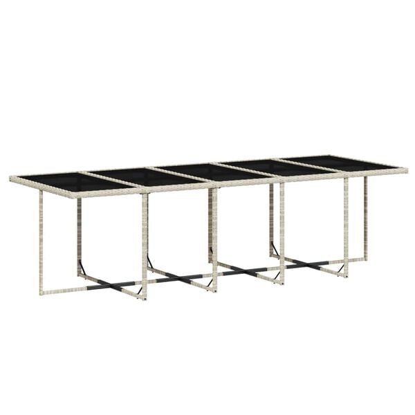 vidaXL 15 Parta Gar&eth;bor&eth;stofusetti&eth; me&eth; P&uacute;&eth;um Lj&oacute;sgr&aacute;r P&oacute;l&yacute;rattan