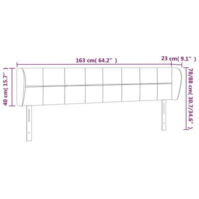 vidaXL Höfðagafl með Eyrum 163x23x78/88 cm Svört Flauel