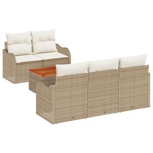 vidaXL Gar&eth;s&oacute;fa sett me&eth; geymslu 6 pcs Beige og krem p&oacute;l&yacute;rattan