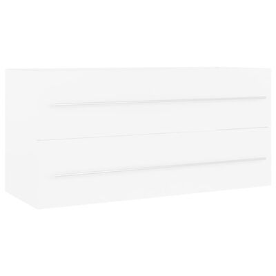 804854 vidaXL 2 Piece Bathroom Furniture Set White Chipboard