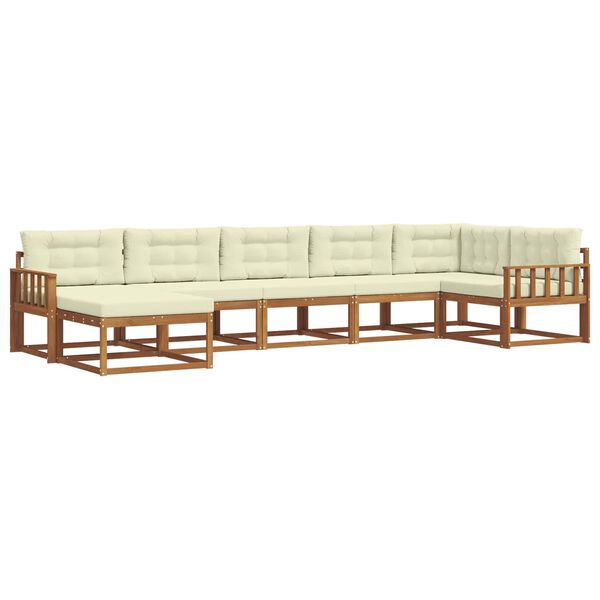 vidaXL &Uacute;ti s&oacute;fasett me&eth; p&uacute;&eth;i 7 pcs N&aacute;tt&uacute;rulegt og Krem