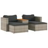 vidaXL 5-Hluta Gar&eth;s&oacute;fasett me&eth; Sessum Gr&aacute;tt P&oacute;l&yacute;rattan Akas&iacute;uvi&eth;ur