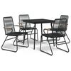 vidaXL 5 Parta Gar&eth;bor&eth;stofusett Svart PVC Rattan