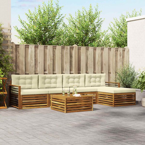 vidaXL &Uacute;ti s&oacute;fasett me&eth; p&uacute;&eth;i 6 pcs N&aacute;tt&uacute;rulegt og Krem