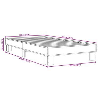 vidaXL Rúmgrind án Dýnu Reyktóna Eikarlitur 100x200 cm