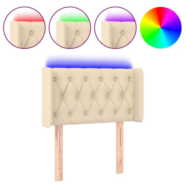 vidaXL LED h&ouml;fu&eth;gafl krem 83x16x78/88 cm Efni