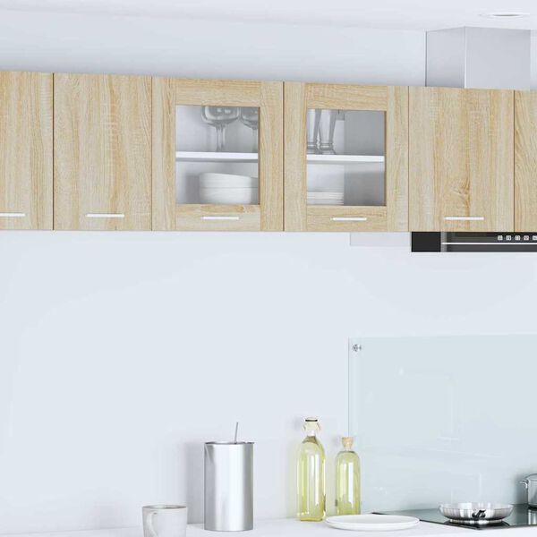 vidaXL Vegghengdur sk&aacute;pur me&eth; hur&eth; Sonoma eik og hv&iacute;t 80 x 31 x 40 cm