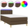 vidaXL H&oacute;lfa&eth; Springr&uacute;m me&eth; D&yacute;nu&LED D&ouml;kkbr&uacute;nn 90x200cm Tauefni