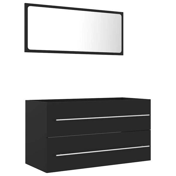 804847 vidaXL 2 Piece Bathroom Furniture Set Grey Chipboard