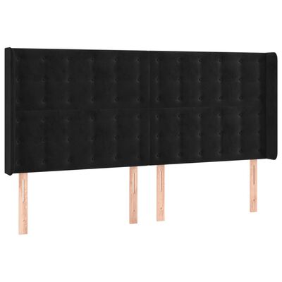 vidaXL Höfðagafl með Eyrum 163x16x118/128 cm Svört Flauel