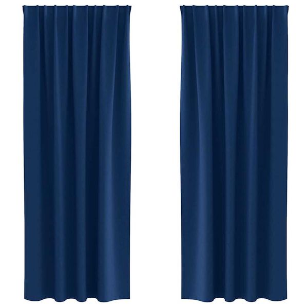 vidaXL Svartgard&iacute;nur me&eth; hringjum 2 pcs D&ouml;kkbl&aacute;r 245 x 140 cm