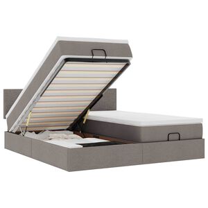 vidaXL Ottoman r&uacute;mgrind me&eth; d&yacute;num Taupe 160x200cm Efni