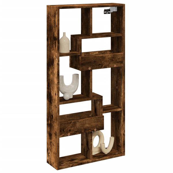 vidaXL Veggsk&aacute;pur Reyklitu&eth; Eik 50x15x100 cm Samsettur Vi&eth;ur