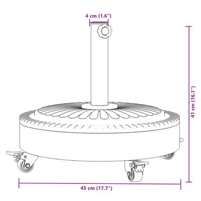 vidaXL Sólhlífarfótur m. Hjólum fyrir Ø38/48 mm Stangir 27kg Hringlaga