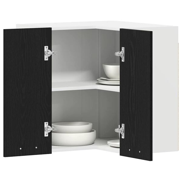 vidaXL Vegghengdur sk&aacute;pur me&eth; hillu Lyon Svartur Eik 57 x 57 x 60 cm