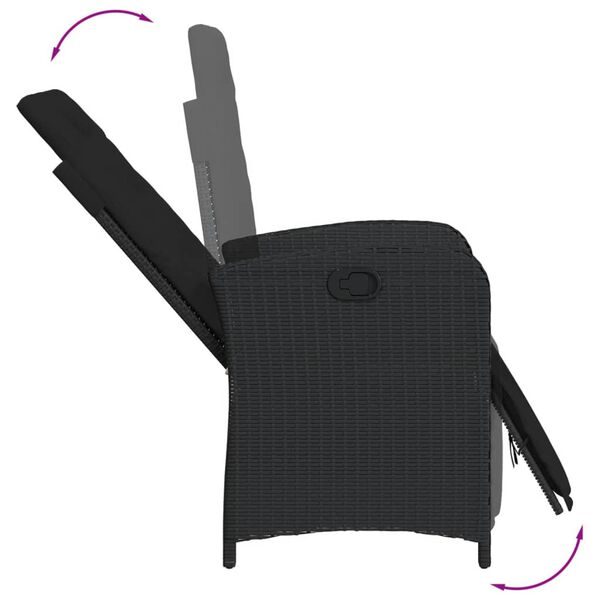 vidaXL 7 Hluta Gar&eth;bor&eth;stofusett me&eth; Sessum Svart P&oacute;l&yacute;rattan