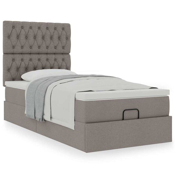 vidaXL Ottoman r&uacute;mgrind me&eth; d&yacute;nu Taupe 90x190 cm Efni