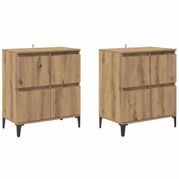 vidaXL Hli&eth;arbor&eth; 2 pcs Artisan Eik 60 x 35 x 70 cm Samsettur vi&eth;ur