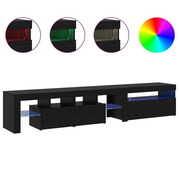 vidaXL Sj&oacute;nvarpssk&aacute;pur me&eth; led 2 pcs Svartur Eik 215 x 36,5 x 40 cm