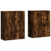 vidaXL Vegghengdir Sk&aacute;pur 2 stk. Reykt&oacute;na Eikarlitur 69,5x34x90 cm