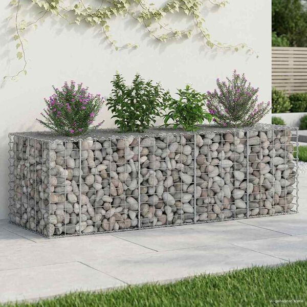 vidaXL Gabion h&aelig;kka&eth; r&uacute;m Silfur 180 x 60 x 55 cm Galvaniserad st&aacute;l