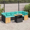 vidaXL 10 bita gar&eth;s&oacute;fasett me&eth; p&uacute;&eth;um Black Poly Rattan Acacia