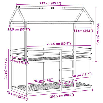 vidaXL Koja án Dýnu Vaxbrún 90x200 cm Gegnheil Fura