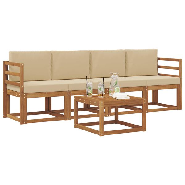 vidaXL &Uacute;ti s&oacute;fasett me&eth; p&uacute;&eth;i 5 pcs N&aacute;tt&uacute;rulegt og B&eacute;ig