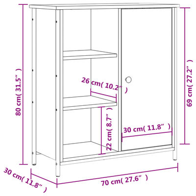 vidaXL Skenkur Reyktóna Eikarlitur 70x30x80 cm Samsettur Viður