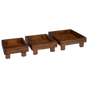 vidaXL Bl&oacute;mastandur 3 pcs Br&uacute;nn Mahogany vi&eth;ur