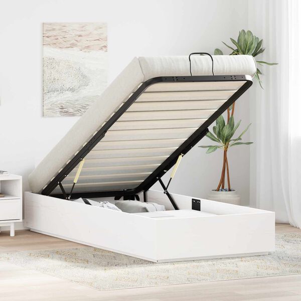 vidaXL Ott&oacute;man s&aelig;ngurrammi Hv&iacute;t 80 x 200 cm Mass&iacute;ft furuvi&eth;