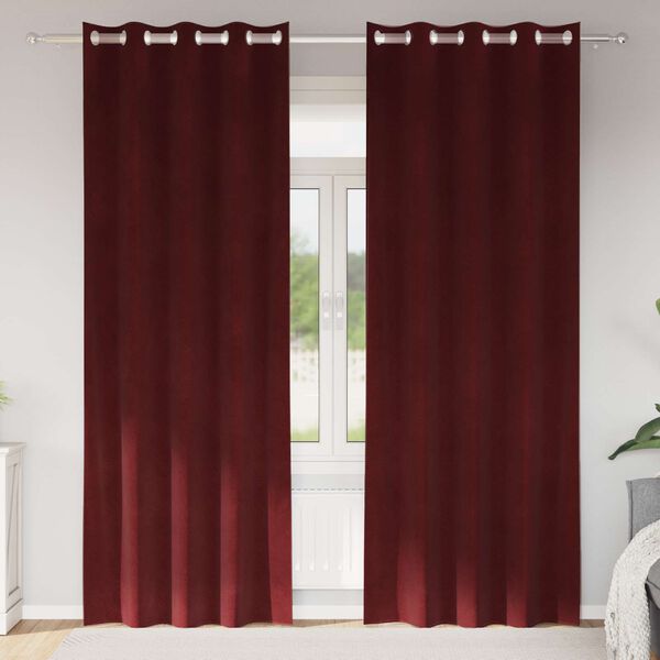 vidaXL Myrkratj&ouml;ld 2 pcs V&iacute;nrau&eth;ur 140 x 225 cm Flauel