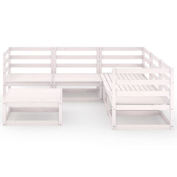 vidaXL 6 Parta Gar&eth;s&oacute;fasett Hv&iacute;tt Gegnheil Fura