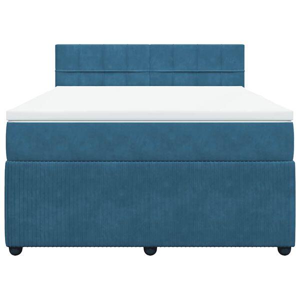 vidaXL H&oacute;lfa&eth; Springr&uacute;m me&eth; D&yacute;nu Bl&aacute;tt 140x200 cm Flauel