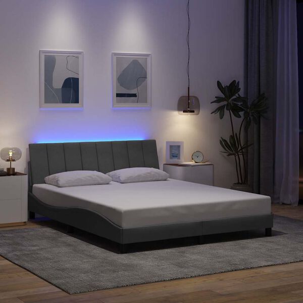 vidaXL R&uacute;mgrind &aacute;n D&yacute;nu Hanko Lj&oacute;sgr&aacute; 160x200 cm Efni